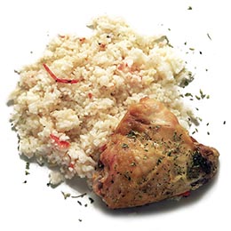 Pollo con arroz graneado  